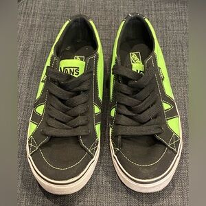 Vans Black and Neon Green Low-Top Sneakers